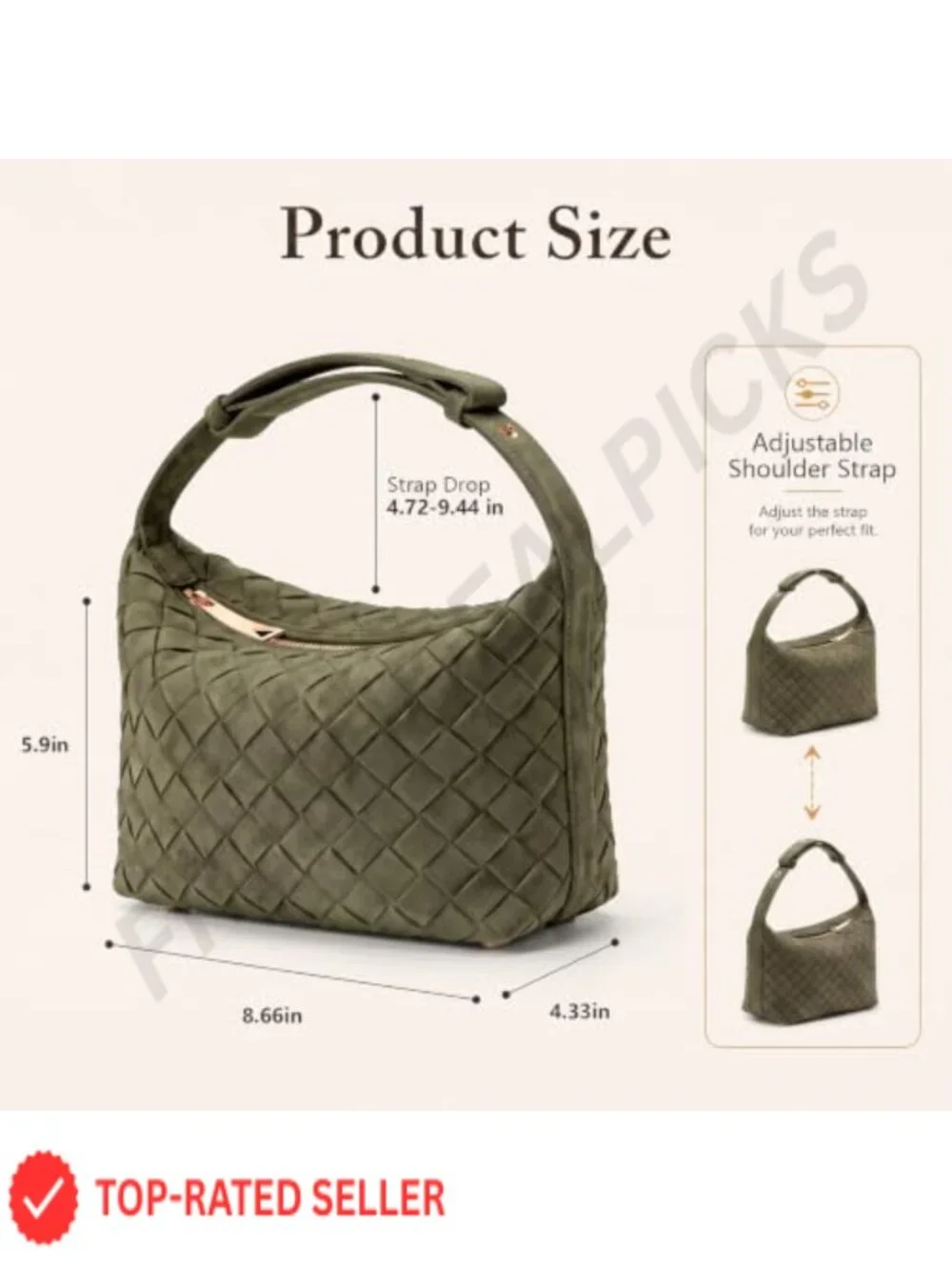 Hand-Woven Faux Suede Hobo Handbag with Faux Leather Trim, Adjustable Strap,
